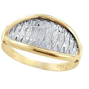  Fashion Band 14k White Yellow Gold Ring, Size 6.5 Jewel 