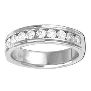  Mens 1 Carat Diamond 14k White Gold Wedding Ring Jewelry