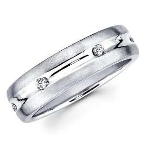  14K White Gold Round cut Diamond Mens Couple Wedding Ring 