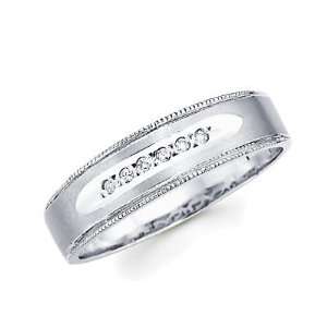 Size  10   .05ct Diamond 14k White Gold Mens Matching Wedding Ring 