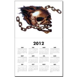Calendar Print w Current Year Skull With Chain