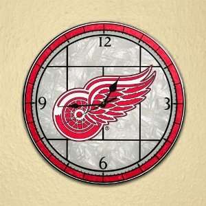  Detroit Red Wings 12 Art Glass Wall Clock Sports 