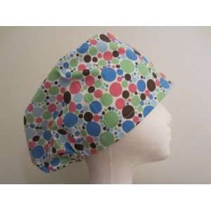  Womens Close Fit Scrub Cap, Adjustable, Dots Everything 