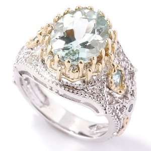   Yellow Gold Amblygonite, Seafoam Tourmaline & Diamond Ring Jewelry