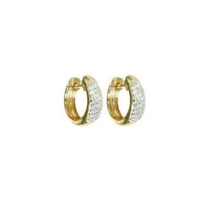 14k Yellow Gold Round Pave Diamond Hoop Earrings (1/4 cttw, I J Color 