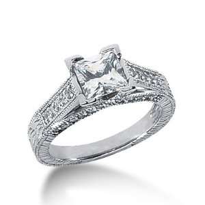   Diamond Engagement Ring Round Pave Antique 14k White Gold DALES