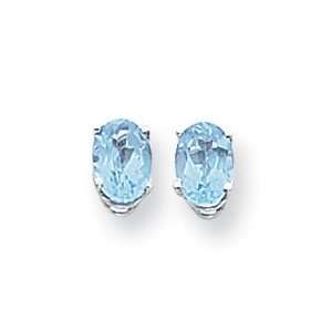   White Gold 7x5mm Oval Blue Topaz Earrings West Coast Jewelry Jewelry