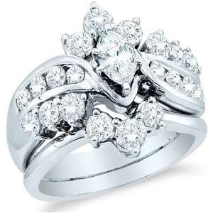 Size   5   14k White Gold Diamond Ladies Womens Bridal Engagement Ring 
