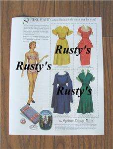 1948 Springmaid Fabrics Paper doll Set REPRO  