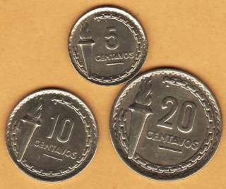 PERU SET COIN 20 10 5 cent SERIE MARISCAL CASTILLA 1954  