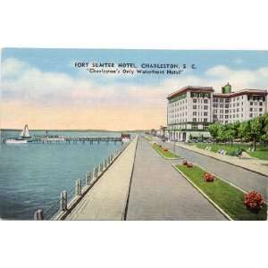 1940s Vintage Postcard Fort Sumter Hotel   Charleston South Carolina