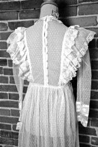Vtg 70s GUNNE SAX Sheer Lace Victorian Prairie Wedding BOHO Maxi Dress 