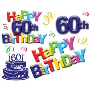 Happy 60th Birthday Giant Wall Decals Party Supplies by 
