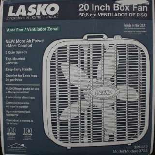   20 In Inches Box Fan 3733 Cooling Air Portable Fans White As Is  