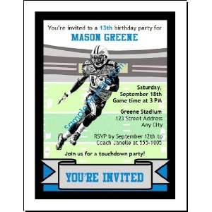   Panthers Colored Football Birthday Party Invitation 2 