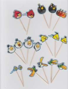 Angry Birds Cupcake Cake Toppers Birthday Party decor (30 pieces 