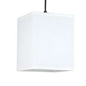   Small Square Pendant Lamp in Brushed Nickel Shade Color White Linen