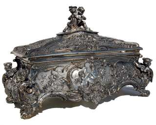 6986 Antique WMF Silver Jewelry Box with Cupid Motif  
