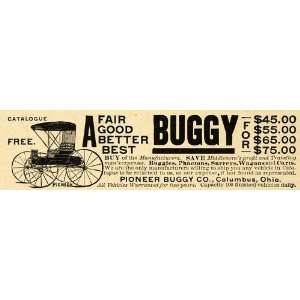  1893 Ad Antique Pioneer Horse Buggy Phaetons Surreys Wagons 