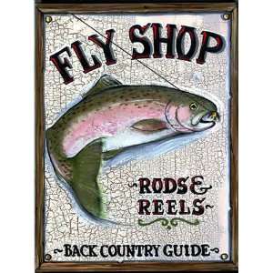  Vintage Fly Shop Sign   Rods and Reels