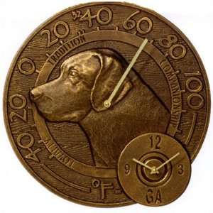   Labrador Thermometer Clock Finish Antique Copper 