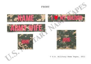 ARMY ACU ARMY WIFE TAPE, NAME TAPE, I ♥ MY SOLDIER TAPE & HH6 