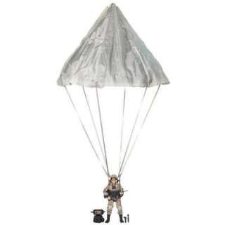   working nylon parachute opens to guide Army Paratrooper to the ground