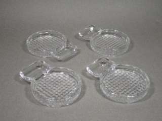  OF 4 CARD PLAYERS VINTAGE GLASS COASTERS WITH ATTACHED ASHTRAYS  