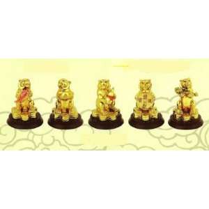  Set of Golden Tiger Statues