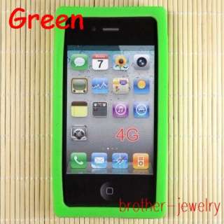 Green Retro Cassette Tape Silicone Case Cover for iPhone 4 4G/4GS  W03 