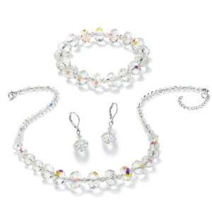   Aurora Borealis Necklace, Bracelet and Pierced Earring Set Jewelry