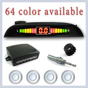 Car Parking 4 LED Display Silver Sensor Reverse Radar  