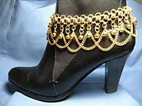 GOLD TONE BOOT CHAIN ANKLE BRACELET ANKLET BELLY DANCE. Made in India 