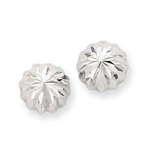    Diamond Cut Half Ball Post Earrings in 14k White Gold Jewelry