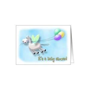 Baby Shower Invitation, Pegasus Horse with Balloons Greeting Card Card
