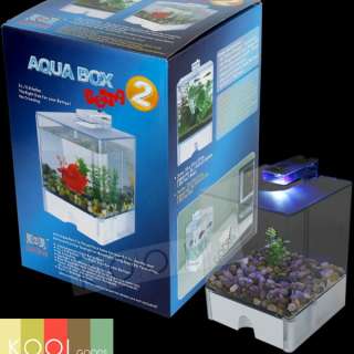 BETTA FISH TANK AQUA BOX BOWL LED LIGHT USB POWERED 3 L  