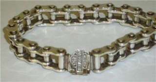  Sterling Silver Bar & Shield Bike Chain .925 Bracelet 50 Grams  