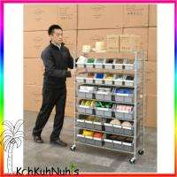   Commercial Bin Rack Rolling Storage Shelving 7 Shelve 22 Locking Bins