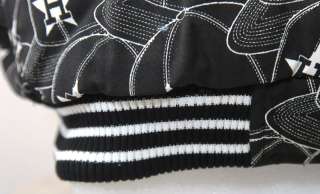   Hats all over and Black White Striped Elastic Cuffs and Base elastic