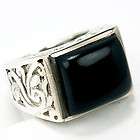 Black Onyx ,MOP & Marcasite Sterling Silver Ring Sz 8  