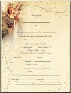 CATHOLIC MARRIAGE RENEWAL Certificate Golden Angel Blank  