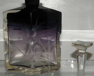   Antique Moser Intaglio Cut Glass Crystal Perfume Bottle BIG NR  