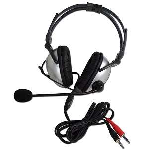   Stereo Headphones Headset w/Boom Microphone Inline Volume  