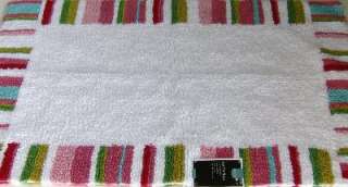 Cotton Bath Rug with Striped Border 21x34 Accent Mat  