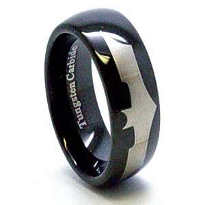   Ring with Silver Laser Etched Batman Design Wedding Ring Engagement