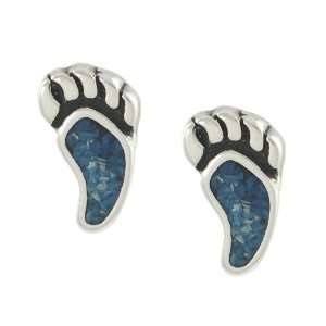  Sterling Silver Bear Claw with Turquoise Inlay Earrings 