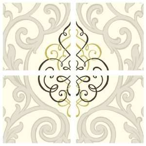  Beige Black Damask Wall Decals Appliques