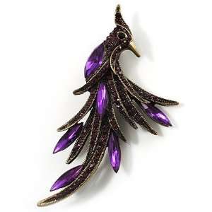  Purple Exotic Crystal Fire Bird Brooch Jewelry
