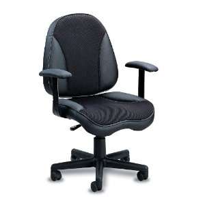   Executive Black Leather & Mesh Fabric Office Chair Furniture & Decor