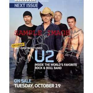   U2 BONO EDGE and FULL BAND autographed BLENDER cover 